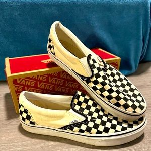 Barely worn Vans slip ons.  Classic BW checkerboard.  Size 12